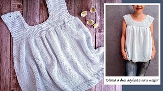 Blusa SÚPER FÁCIL a dos agujas para mujer ¡Paso a paso y súper cómoda [upl. by Aleakam]