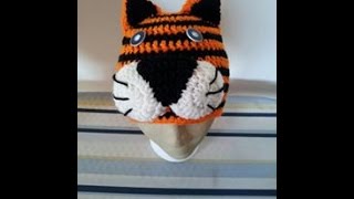 Tutorial Crochet Tiger Beanie [upl. by Ydok]