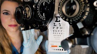 ASMR Hospital Eye Exam  Lens 1 or 2 Eye Measuring Light Exam [upl. by Anaujd]