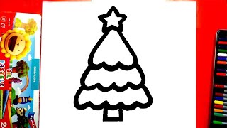 How to draw a Christmas tree  Christmas Tree Compilation Drawing  Painting and Coloring for Kids [upl. by Aritak]