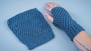 Simple fingerless mittens on 2 knitting needles  an option for beginners [upl. by Valli]