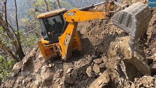 Scariest New Mountain Road Full of Sharp Rocks Being Built by Experienced JCB Backhoe Operator [upl. by Acissey]