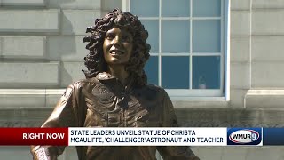 Statue honoring Christa McAuliffe unveiled at State House [upl. by Kylila]