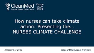 CleanMed Europe 2020  How Nurses can take climate action Presenting the Nurses Climate Challenge [upl. by Azarria]