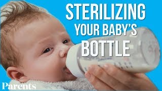 Sterilizing Your Babys Bottle  Parents [upl. by Nahtanhoj655]