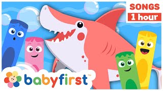 Toddler Learning Video  Color Songs w Color Crew  Baby Shark amp Nursery Rhymes  1 hour BabyFirst [upl. by Wavell252]