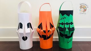 Halloween Paper Lanterns  Halloween Decoration  Easy Halloween Craft for Kids [upl. by Aynotak]