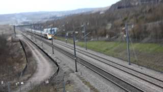 Eurostar gives it the horn at speed between Medway Bridge and North Downs Tunnel [upl. by Yenahs]