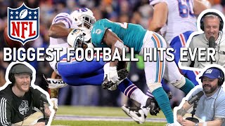 British Blokes React to NFL  Biggest Football Hits Ever REACTION [upl. by Lilia832]