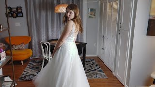 Azazie Wedding Dress At Home Try On Haul Actual Bride [upl. by Ydnirb]