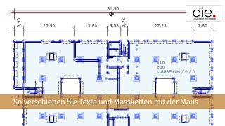 So verschieben Sie Beschriftungen und Massketten mit der Maus [upl. by Ardnasyl252]