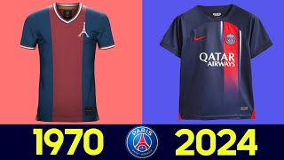 The Evolution of Paris SaintGermain Kits 202324  All PSG Jerseys in History 2324 2023 [upl. by Eulalie]