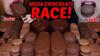 ASMR MEGA CHOCOLATE DESSERT RACE DOVE ICE CREAM BAR MOUSSE CAKE MILKA CHOCO WAFER KINDER CARD 먹방 [upl. by Jaye]