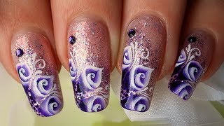 Nail art one stroke  boutons de rose  arum [upl. by Leunas209]