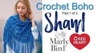 Crochet Boho Shawl Tutorial for Beginners Part 1 of 2 [upl. by Sydel212]