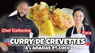 CURRY DE CREVETTES A LANANAS ET LAIT DE COCO AU FEU DE BOIS feat LE CHEF CATHERINE 🥥🦐 [upl. by Brita]