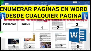 ENUMERAR PAGINAS EN WORD DESDE CUALQUIER PAGINA 2024 [upl. by Ruben]