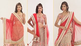 How To Wear Lehenga Saree To Look Slim Step By Step – 5 Gorgeous Ways To Drape Lehenga Dupatta [upl. by Reni]