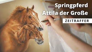 Pastellkunstwerk von Attila der Große  Pferd zeichnen lassen [upl. by Rivy]