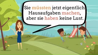 Deutsch lernen B1  Konjunktiv II Sätze mit würden hätten wären könnten müssten dürften [upl. by Inalan489]