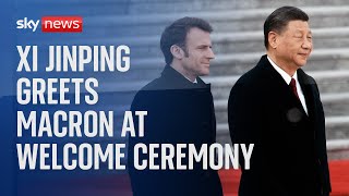 Xi Jinping holds welcome ceremony for Emmanuel Macron [upl. by Narda875]