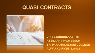 QUASI CONTRACT Tamil BUSINESS LAW law [upl. by Sid163]