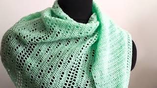 How to crochet an asymmetrical triangle scarf  beginner crochet shawl pattern  filet crochet scarf [upl. by Tawnya]