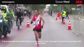 Resumen del bicampeonato conseguido por Cristhian Pacheco en el maratón masculino Santiago 2023 [upl. by Oneil]