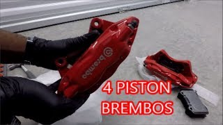 How to Change Brembo Brake Pads 4 Piston Akebono Performance Ceramic Brake Pads [upl. by Rochella]