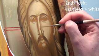 Iconography Tutorial Painting the Face of Christ [upl. by Yartnod]