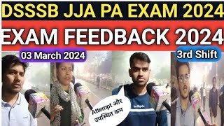 DSSSB JJA PA EXAM REVIEW 03 March 20243rd Shift DSSSB JJA PA EXAM Analysis today 2024 [upl. by Ainahpets]