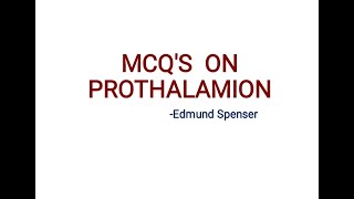 Prothalamion  Edmund Spenser  MCQs  PGTRBNET [upl. by Amees]