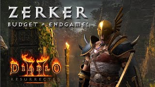 Mighty Zerker Barb  Budget Build amp Endgame Diablo 2 Resurrected Character Guide [upl. by Auoz653]