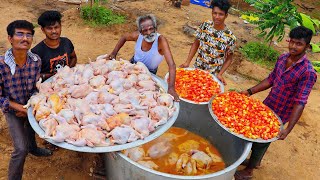 100 KG Full CHICKEN Kulambu Prepared by my Daddy Arumugam Village food factory [upl. by Desiri53]