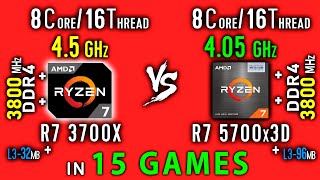 Ryzen 7 3700x vs Ryzen 7 5700x3D Test in 15 Games or R7 5700x3D vs R7 3800x [upl. by Vallery]