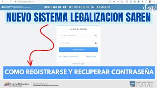 NUEVA PAGINA SAREN ¿Como REGISTRARSE y RECUPERAR Contraseña Tramite en Linea para legalizar [upl. by Kola479]