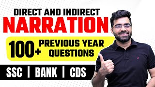 Direct and Indirect  Narration  100 Previous Year Questions  SSC CGL CHSL CPO  BANK POCLERK [upl. by Areis]