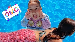 JESSICA E MARIA CLARA FINGE BRINCAR de SEREIA AQUÁTICA na piscina  ft MC Divertida [upl. by Nnayelhsa]