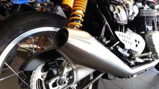 2016 Thruxton R stock exhaust at Lloyd Chapman Motorcycles [upl. by Nam680]