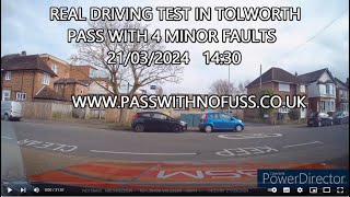 REAL DRIVING TEST ROUTE IN TOLWORTH 3 [upl. by Aicener]