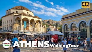 Athens Greece Walking Tour  4K  with Captions amp Binaural Audio [upl. by Faxun320]