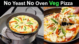 कढ़ाई में वेज पिज़्ज़ा बिना यीस्ट के  Veg Pizza without Oven and Yeast  Pizza Recipe  Kabitaskitchen [upl. by Arannahs]