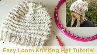 Easy Loom Knitting Hat Tutorial  absolute beginner friendly [upl. by Monroy]