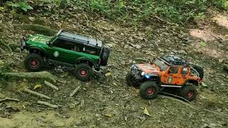 Absima 34 PickupTruck vs Amewi amx on Offroad Trail [upl. by Shippee592]