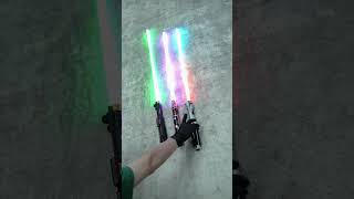 Three lightsabers with Kyber Crystal which one do you likestarwars lightsaber neopixel fvp [upl. by Aikkin60]