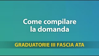 Graduatorie Terza Fascia ATA tutorial su come compilare la domanda 1 [upl. by Miah]