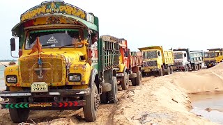 Tippers Formation of Line for Loading of Sand  Lorry Videos  Truck Videos  TIPPER LORRY TRUCK [upl. by Austine]