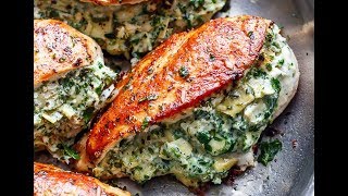 Chicken Florentine Recipe  Chicken with Spinach and Mushrooms [upl. by Gallard]