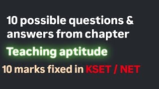 kset exam first paper important questions answers from teaching aptitude chapter [upl. by Anehc246]