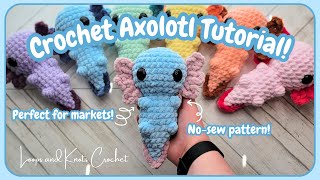 Crochet Axolotl Tutorial  NoSew and Perfect for Markets  Full Tutorial [upl. by Eillor200]